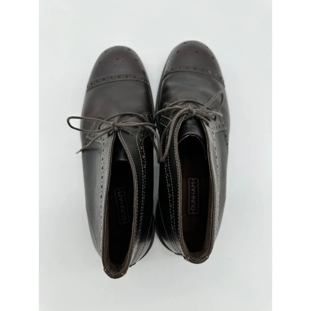 Dunham Chukka Boots Mens Cap Toe Brogue Leather Ankle Shoes Brown 8 4E